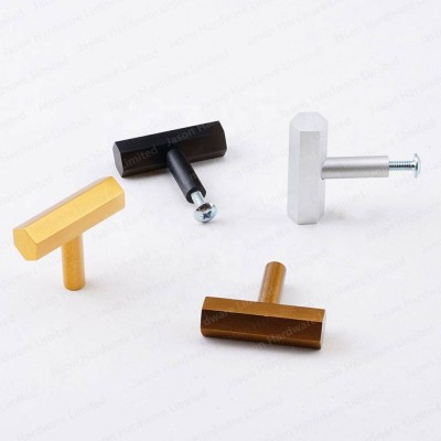 Decorative T Shape Hexagon Aluminium Profile Cabinet Handles Drawer Knob Wardrobe Cabinet Pulls Handles